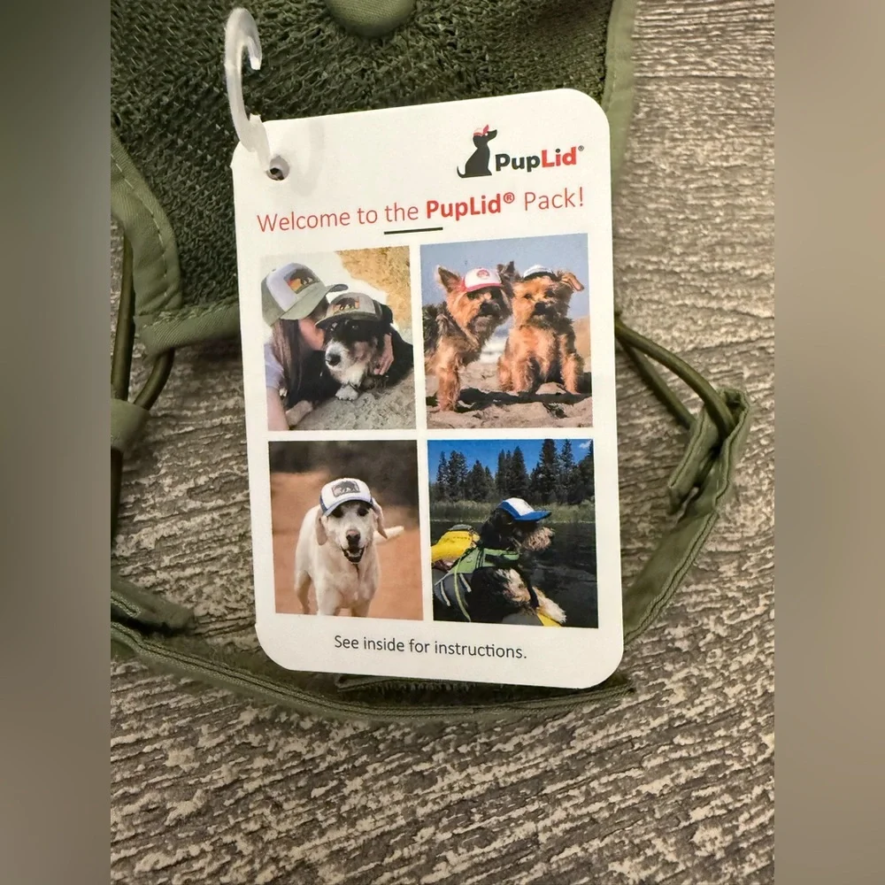 NWT! PupLids with Santa Barbara Surf Shop logo. Green and white cap for dogs.